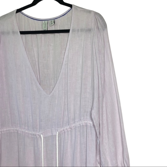 Joie Linen Blend Tiered Boho Lagenlook Lavender Semi Sheer Dress Sz Lg - Picture 11 of 12